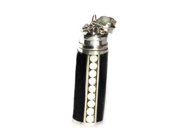 Sterling Silver Large Black Accents Cylinder Prayer Box Pendant