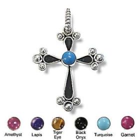 Sterling Silver Hand Made Stone Cross Pendant