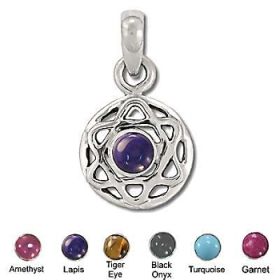Sterling Silver  Hand-Made Genuine Stone 6 point Star Pendant