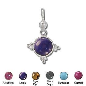 Sterling Silver Hand-Made Genuine Stone Petite Pendant