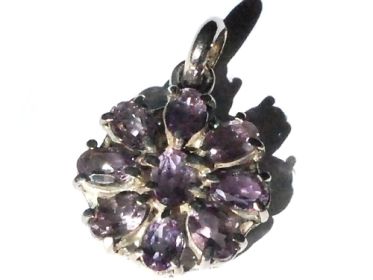 Sterling Silver Hand Crafted Flower Petal Pendant with Genuine Stone
