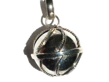 Sterling Silver Bali  Curve Dots 15mm Harmony Ball Pendant