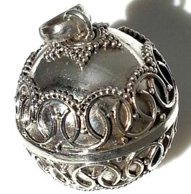 Sterling Silver Hand Crafted Balinese 18mm Harmony  dream Ball Pendant