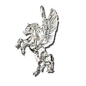 Sterling Silver Diamond Cut 3-D Pegasus Pendant