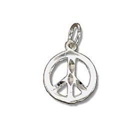 Sterling Silver Diamond Cut Peace Sign Pendant