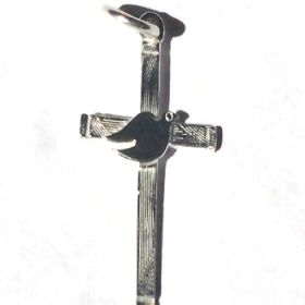 Sterling Silver Cross and Dove Pendant
