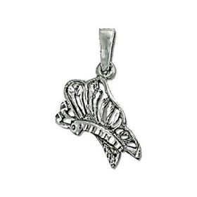 Sterling Silver Diamond Cut Butterfly Side Pendant