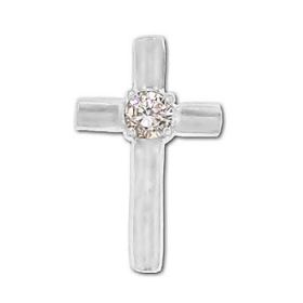Sterling Silver Cross Pendant With Crystal Center