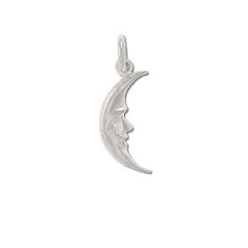 Sterling Silver Crescent Moon Face Pendant