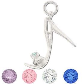 Sterling Silver High Heeled Stiletto CZ Pendant