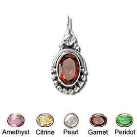 Sterling Silver Hand-Made Genuine Facet Stone Pendant