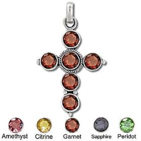 Sterling Silver Hand-Made Genuine Facet Stone Cross