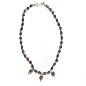 Sterling Silver tiger eye and silver beaded 16 inch Necklace