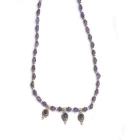 Sterling Silver Amethyst and silver beaded 16 inch Necklace