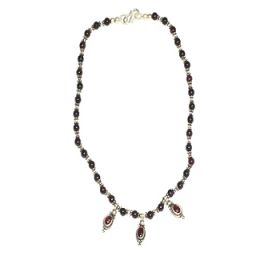 Sterling Silver genuine garnet and silver beaded 16 inch Necklace