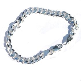 Sterling Silver Italian 8 Inch 6.5mm 6 side Curb 180 Bracelet