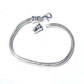 Sterling Silver 7 1/2 inch 3.2mm Snake Bracelet with Screw off Top