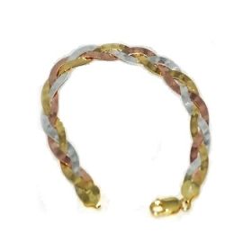 Sterling Silver Vermeil 8 Inch  tri-color 8mm Bracelets