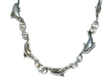 Sterling Silver Arched Dolphin Side View Ankle Bracelet