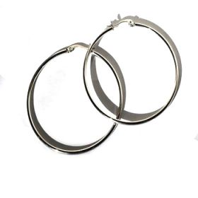 Stainless Steel Catch Pin Catch 2 1/4 Inch Hoop Earrings