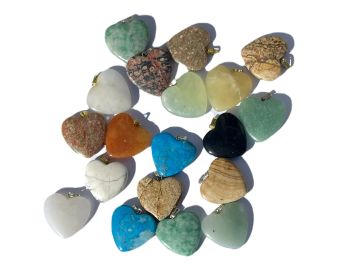 Hand carved Puff Heart Stone Pendants Sold by the piece