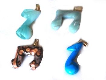 Hand carved Musical Note Stone Pendant - assorted Stones Sold by Piece