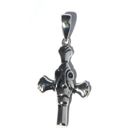 316L Stainless Steel Evil Skull on Cross Pendant