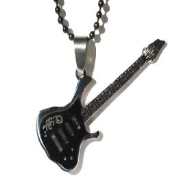 316L Stainless Steel  Black Guitar Pendant