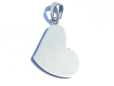 Stainless Steel Matted Engravable Heart Pendant with Bail