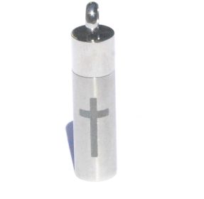 Stainless Steel Pendant with Cross that opens to store your Keepsakes