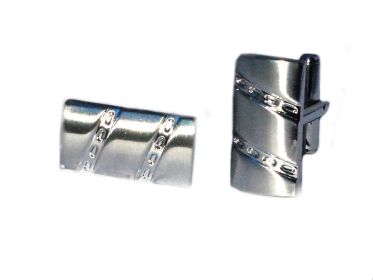 Diamond Cut Diagonal Mens Polished Cuff Links