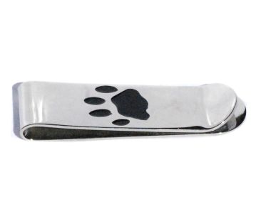 Stainless Steel Engravable Dog Paw Print Money Clip