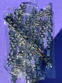 Closeout of 15 of Men's Stainless Steel Motorcycle Bike Link Bracelet with black rubber accents. There are 15 bracelets in each lot.