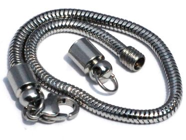Stainless Steel 7.5 Inch 2.4 mm  European Snake Bracelet  Screw off Ends
