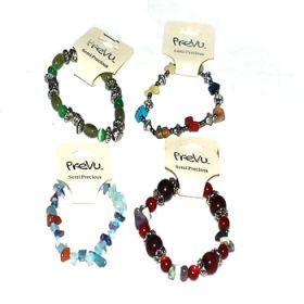 Semi Precious  Stretch Bracelet with color and silver beads