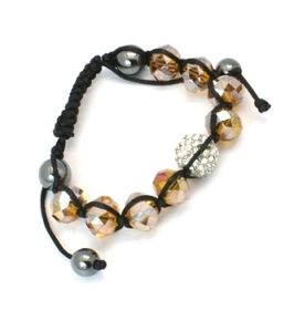 Tranquility Friendship Rhinestone Hematite and Faceted Glass bracelet