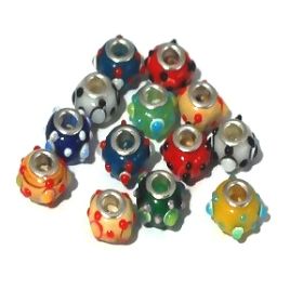 Mixed Color Lampwork European Style Beads 5mm Hole 15mm wide