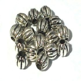 Silver Color Pumpkin Barrel Shape Bead 3.5mm Hole