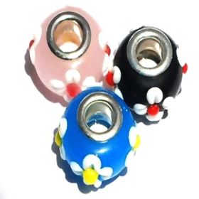 Lampwork European Troll Beads 5mm Hole Silver Plated Core