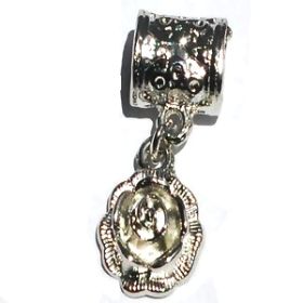 European Style Silver Tube Spacer Beads with Dangle Rose 7mm Hole