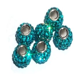 Swarovski Crystal Bead Turquoise Color Sterling Silver Core 3mm hole