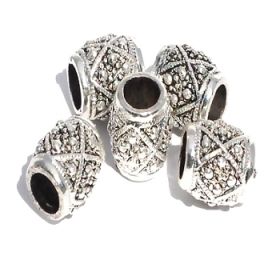 European Silver Color X Design Beads 5mm Hole Sold By The Dozen