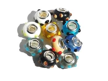Mixed Color Lampwork European Style Beads 8.5x13mm 5mm Hole