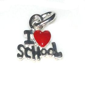 I Heart School with a Red Heart Charm Pendant Sold by the each