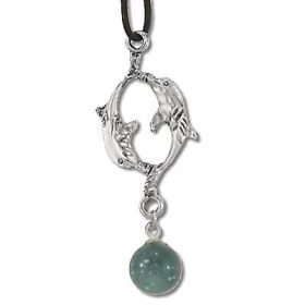 Double Dolphin with a glass ball on a necklace