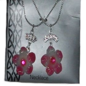 Pink Flower Petal Best Friends Pendent Neck Chain