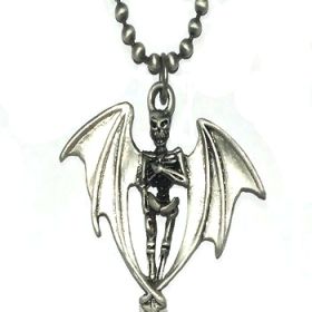18 inch Chain Necklace with a Evil Winged Skeleton