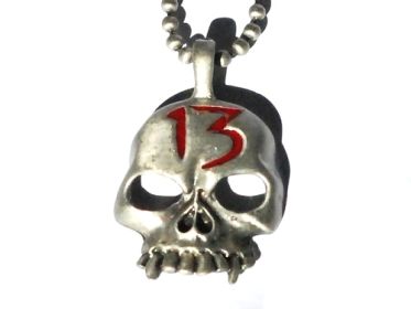 Skull with Red 13 on a 18 inch Ball Neck Chain Necklace