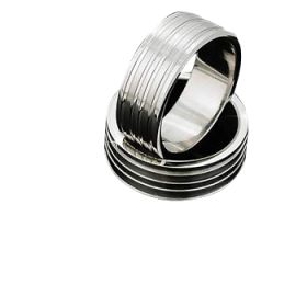 Men's 316L Stainless Steel 4 Ribbed linear Ring