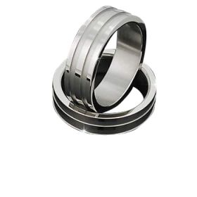 Men's 316L Stainless Steel 2 Ribbed linear Ring